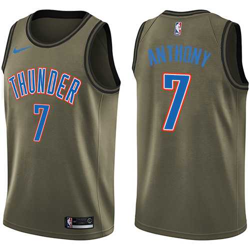 Men's Nike Oklahoma City Thunder #7 Carmelo Anthony Green Salute to Service NBA Swingman Jersey