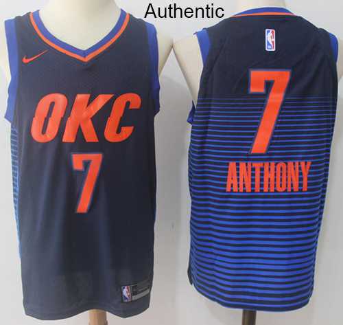 Men's Nike Oklahoma City Thunder #7 Carmelo Anthony Navy Blue NBA Authentic Statement Edition Jersey