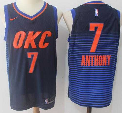 Men's Nike Oklahoma City Thunder #7 Carmelo Anthony Navy Blue Statement Edition NBA Swingman Jersey