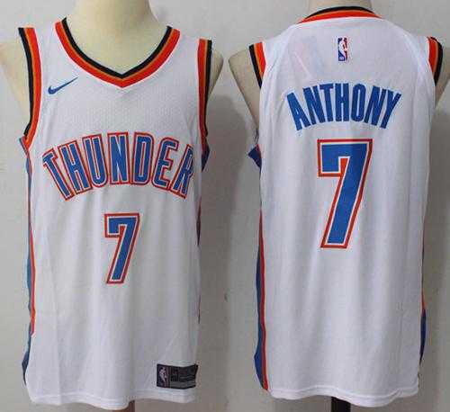 Men's Nike Oklahoma City Thunder #7 Carmelo Anthony White NBA Swingman Jersey