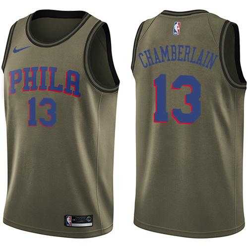 Men's Nike Philadelphia 76ers #13 Wilt Chamberlain Green Salute to Service NBA Swingman Jersey