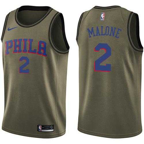 Men's Nike Philadelphia 76ers #2 Moses Malone Green Salute to Service NBA Swingman Jersey