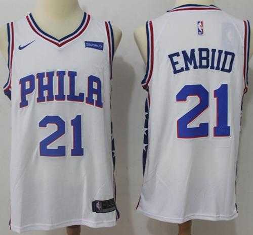 Men's Nike Philadelphia 76ers #21 Joel Embiid White NBA Swingman Association Edition Jersey