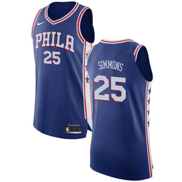 Men's Nike Philadelphia 76ers #25 Ben Simmons Blue NBA Authentic Icon Edition Jersey