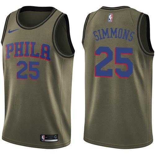 Men's Nike Philadelphia 76ers #25 Ben Simmons Green Salute to Service NBA Swingman Jersey
