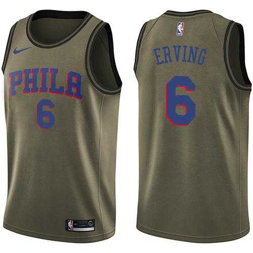Men's Nike Philadelphia 76ers #6 Julius Erving Green Salute to Service NBA Swingman Jersey