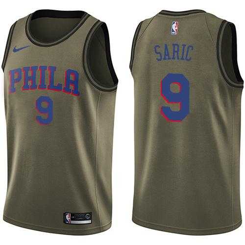 Men's Nike Philadelphia 76ers #9 Dario Saric Green Salute to Service NBA Swingman Jersey