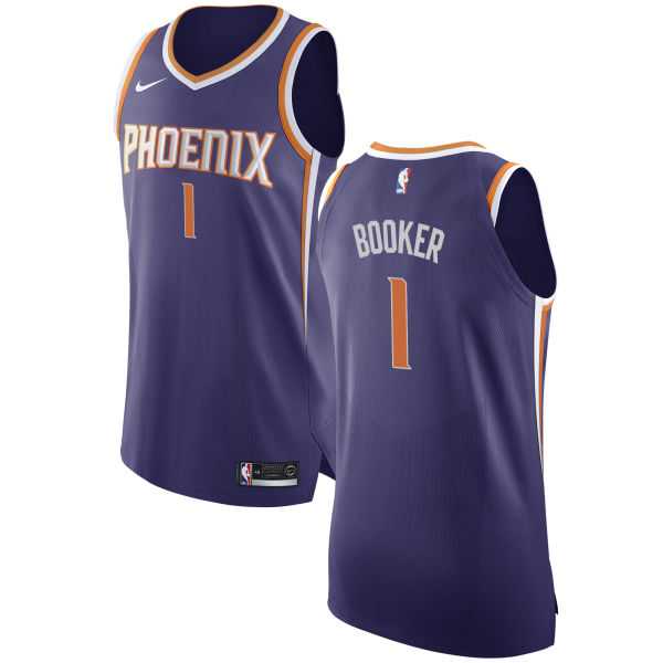 Men's Nike Phoenix Suns #1 Devin Booker Purple NBA Authentic Icon Edition Jersey