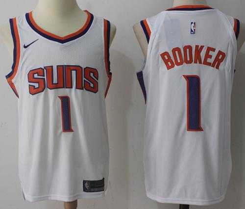 Men's Nike Phoenix Suns #1 Devin Booker White NBA Swingman Jersey