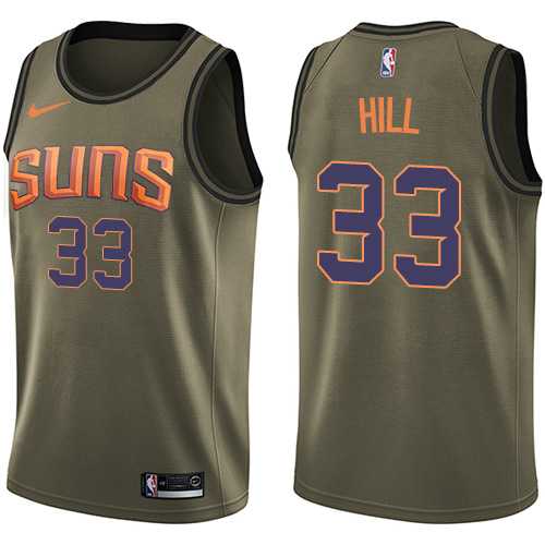 Men's Nike Phoenix Suns #33 Grant Hill Green Salute to Service NBA Swingman Jersey