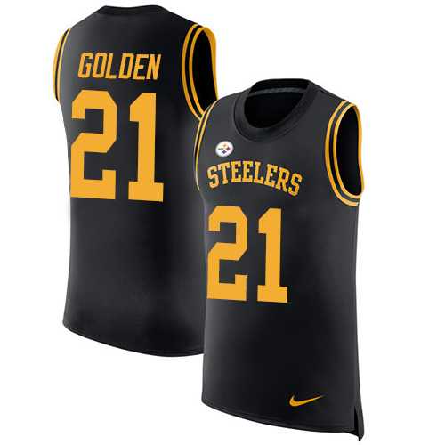 Men's Nike Pittsburgh Steelers #21 Robert Golden Black Rush Player Name & Number Tank Top NFL Jersey