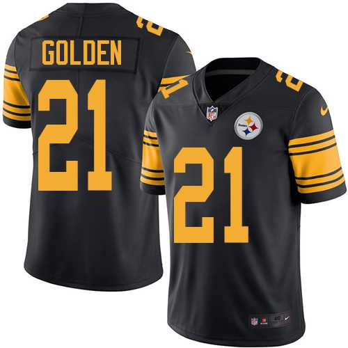 Men's Nike Pittsburgh Steelers #21 Robert Golden Elite Black Rush NFL Jersey