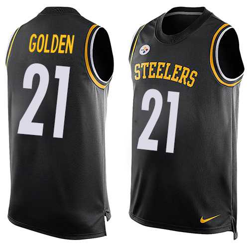 Men's Nike Pittsburgh Steelers #21 Robert Golden Limited Black Player Name & Number Tank Top NFL Jersey