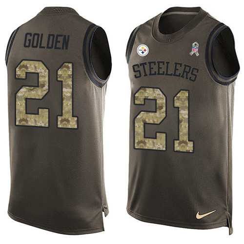 Men's Nike Pittsburgh Steelers #21 Robert Golden Limited Green Salute to Service Tank Top NFL Jersey