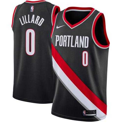 Men's Nike Portland Trail Blazers #0 Damian Lillard Black NBA Swingman Icon Edition Jersey