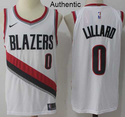 Men's Nike Portland Trail Blazers #0 Damian Lillard White NBA Authentic Association Edition Jersey