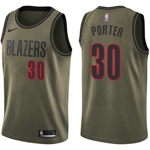Men's Nike Portland Trail Blazers #30 Terry Porter Green Salute to Service NBA Swingman Jersey