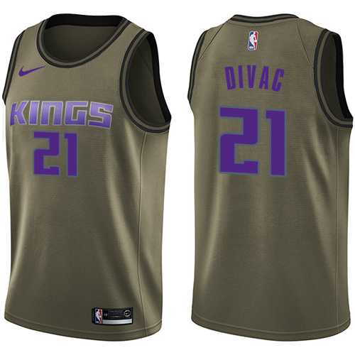 Men's Nike Sacramento Kings #21 Vlade Divac Green Salute to Service NBA Swingman Jersey