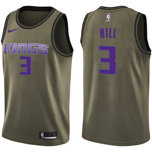 Men's Nike Sacramento Kings #3 George Hill Green Salute to Service NBA Swingman Jersey
