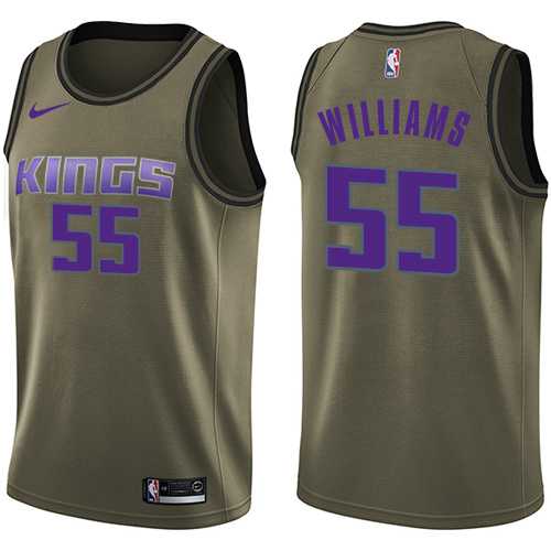 Men's Nike Sacramento Kings #55 Jason Williams Green Salute to Service NBA Swingman Jersey