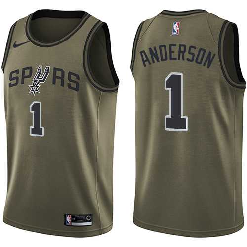 Men's Nike San Antonio Spurs #1 Kyle Anderson Green Salute to Service NBA Swingman Jersey