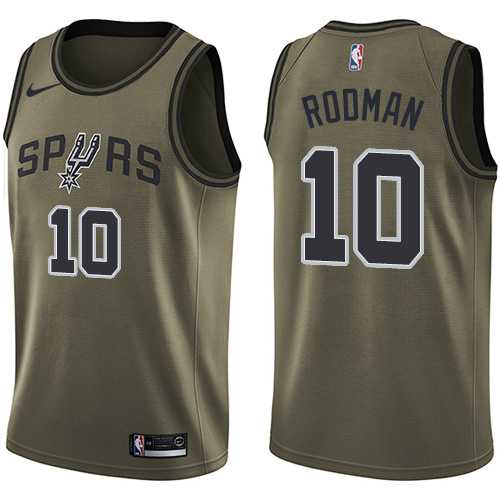 Men's Nike San Antonio Spurs #10 Dennis Rodman Green Salute to Service NBA Swingman Jersey