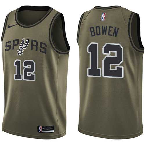 Men's Nike San Antonio Spurs #12 Bruce Bowen Green Salute to Service NBA Swingman Jersey