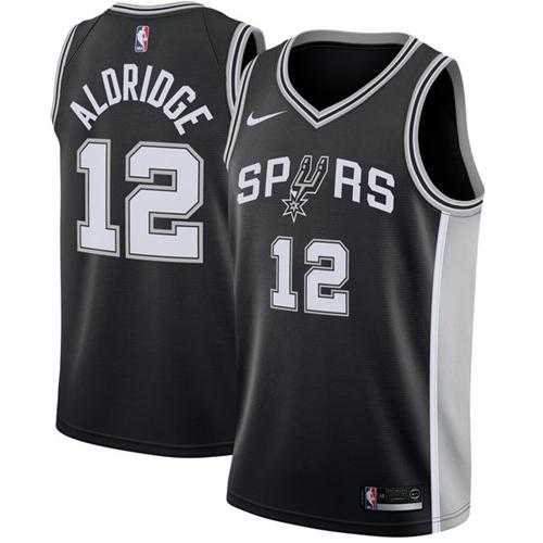 Men's Nike San Antonio Spurs #12 LaMarcus Aldridge Black NBA Swingman Icon Edition Jersey