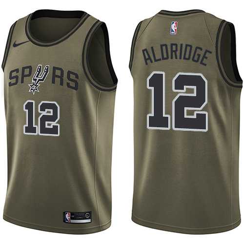 Men's Nike San Antonio Spurs #12 LaMarcus Aldridge Green Salute to Service NBA Swingman Jersey