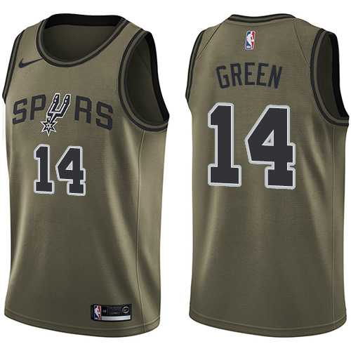 Men's Nike San Antonio Spurs #14 Danny Green Green Salute to Service NBA Swingman Jersey