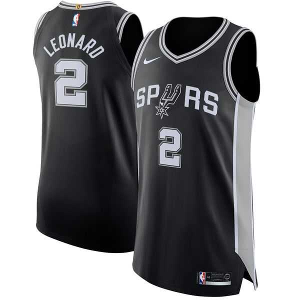 Men's Nike San Antonio Spurs #2 Kawhi Leonard Black NBA Authentic Icon Edition Jersey
