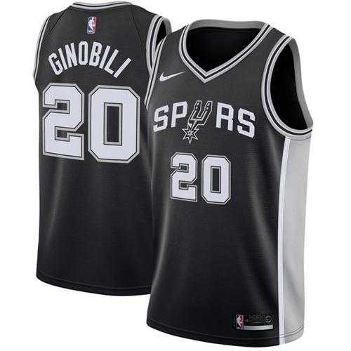 Men's Nike San Antonio Spurs #20 Manu Ginobili Black NBA Swingman Jersey