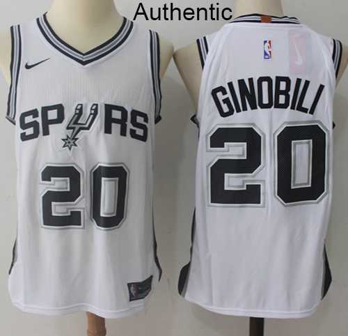 Men's Nike San Antonio Spurs #20 Manu Ginobili White NBA Authentic Association Edition Jersey