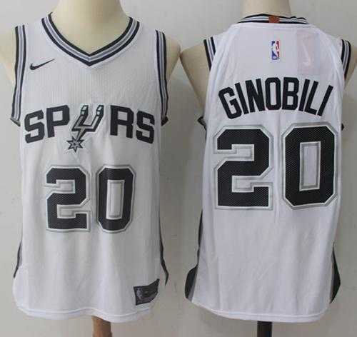 Men's Nike San Antonio Spurs #20 Manu Ginobili White NBA Swingman Jersey