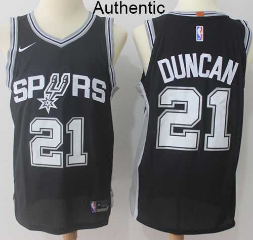 Men's Nike San Antonio Spurs #21 Tim Duncan Black NBA Authentic Icon Edition Jersey