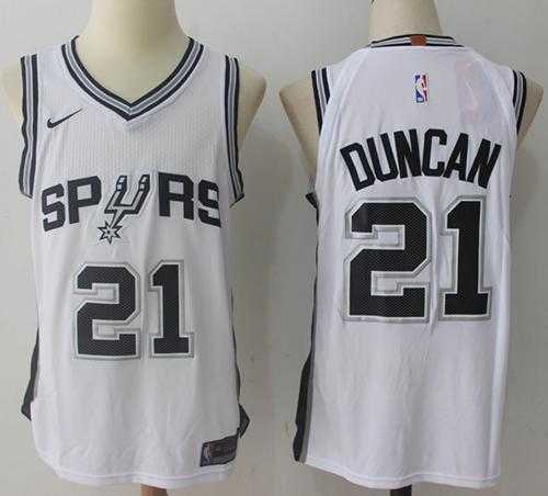 Men's Nike San Antonio Spurs #21 Tim Duncan White NBA Swingman Jersey
