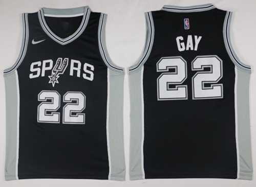 Men's Nike San Antonio Spurs #22 Rudy Gay Black NBA Swingman Jersey