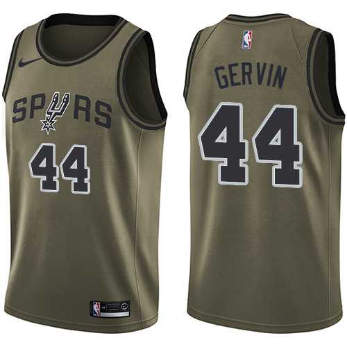 Men's Nike San Antonio Spurs #44 George Gervin Green Salute to Service NBA Swingman Jersey
