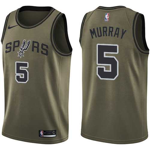 Men's Nike San Antonio Spurs #5 Dejounte Murray Green Salute to Service NBA Swingman Jersey