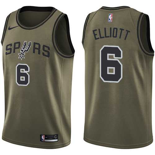 Men's Nike San Antonio Spurs #6 Sean Elliott Green Salute to Service NBA Swingman Jersey