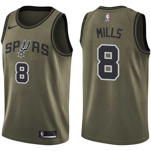 Men's Nike San Antonio Spurs #8 Patty Mills Green Salute to Service NBA Swingman Jersey