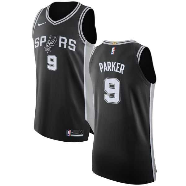 Men's Nike San Antonio Spurs #9 Tony Parker Black NBA Authentic Icon Edition Jersey