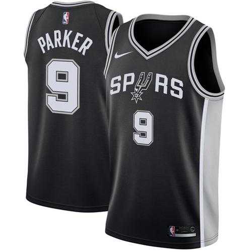 Men's Nike San Antonio Spurs #9 Tony Parker Black NBA Swingman Icon Edition Jersey