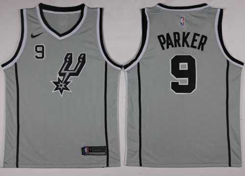 Men's Nike San Antonio Spurs #9 Tony Parker Silver Statement Edition NBA Swingman Jersey