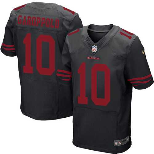 Men's Nike San Francisco 49ers #10 Jimmy Garoppolo Black Alternate Stitched NFL Elite Jersey