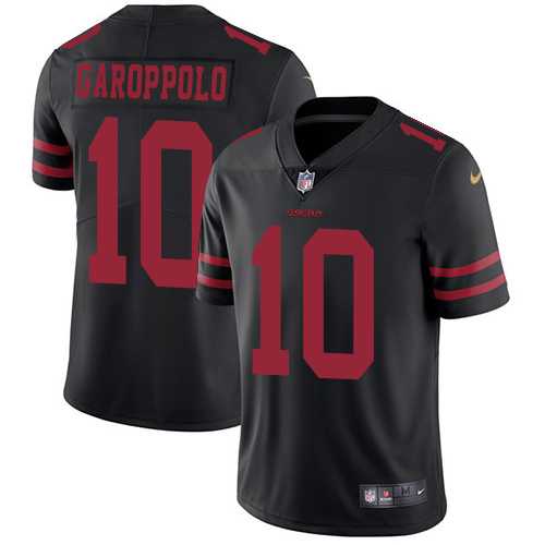 Men's Nike San Francisco 49ers #10 Jimmy Garoppolo Black Alternate Stitched NFL Vapor Untouchable Limited Jersey
