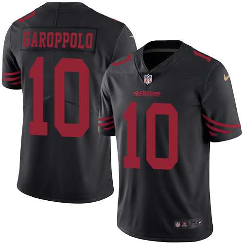 Men's Nike San Francisco 49ers #10 Jimmy Garoppolo Black Stitched NFL Limited Rush Jersey