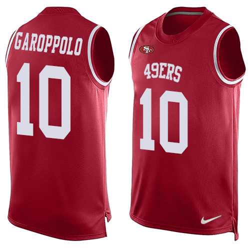 Men's Nike San Francisco 49ers #10 Jimmy Garoppolo Red Team Color Stitched NFL Limited Tank Top Jersey