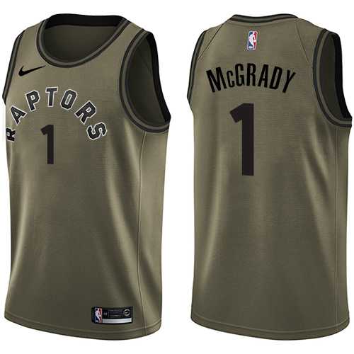 Men's Nike Toronto Raptors #1 Tracy Mcgrady Green Salute to Service NBA Swingman Jersey