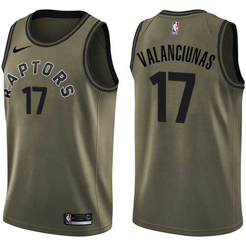 Men's Nike Toronto Raptors #17 Jonas Valanciunas Green Salute to Service NBA Swingman Jersey
